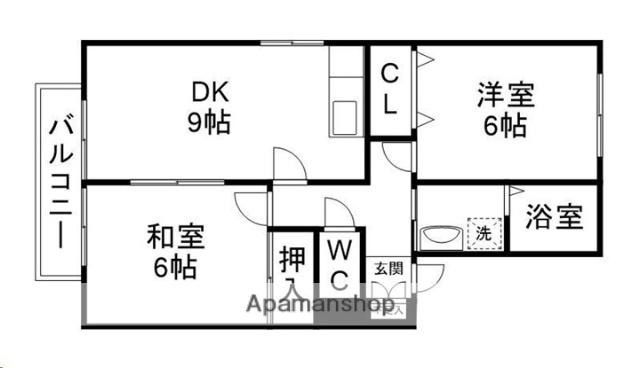 ヒルサイドテラスE(2DK/1階)の間取り写真