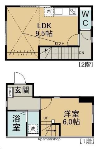 L&RⅡ(1LDK/1階)の間取り写真