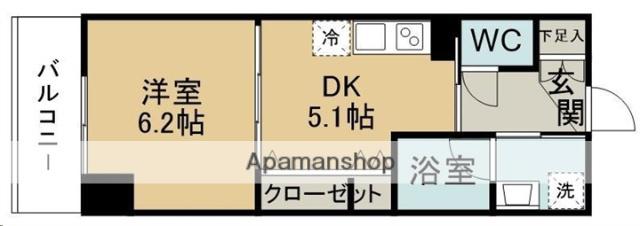 アーバンレジデンス榴岡公園(1DK/7階)の間取り写真