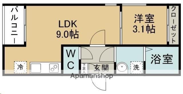 REGALEST榴岡公園(1LDK/1階)の間取り写真