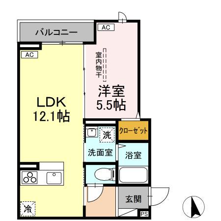 エルタスコート成田町(1LDK/2階)の間取り写真