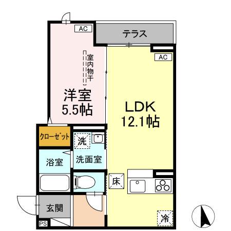 エルタスコート成田町(1LDK/1階)の間取り写真