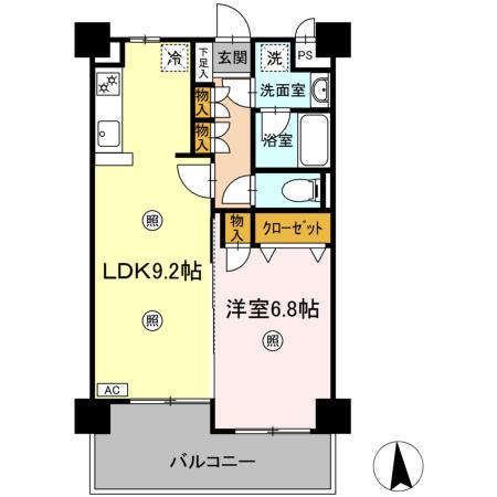 ガーデンハイツAIHARAⅢ(1LDK/4階)の間取り写真