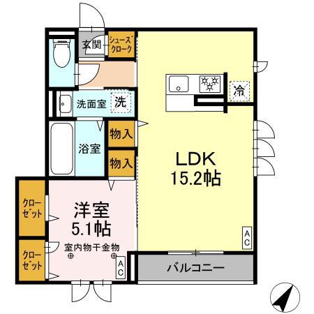 CLASSEUM連坊Ⅰ(1LDK/3階)の間取り写真