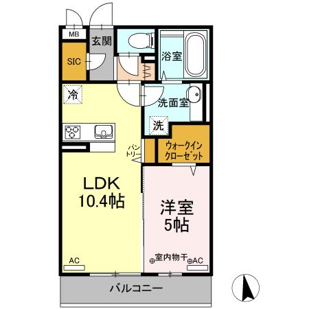 DーROOMあすと長町 Ⅱ(1LDK/2階)の間取り写真