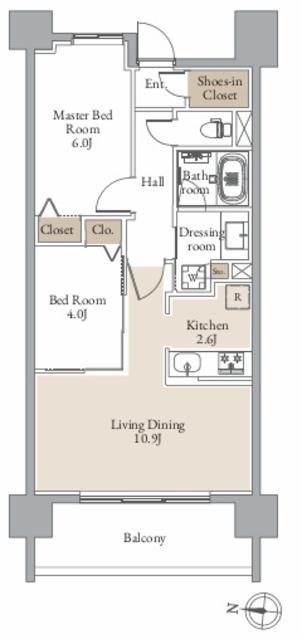 レジディア仙台北四番丁プレイス(2LDK/12階)の間取り写真