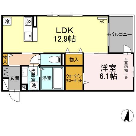 パストラルヴェール雨宮(1LDK/2階)の間取り写真