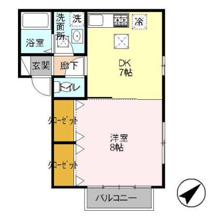 ハウスゼルコバ(1DK/1階)の間取り写真