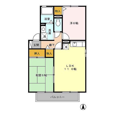 グレースコート 壱・弐番館(2LDK/2階)の間取り写真