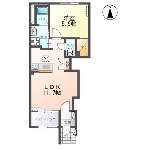 VIVID (1LDK/1階)の間取り写真