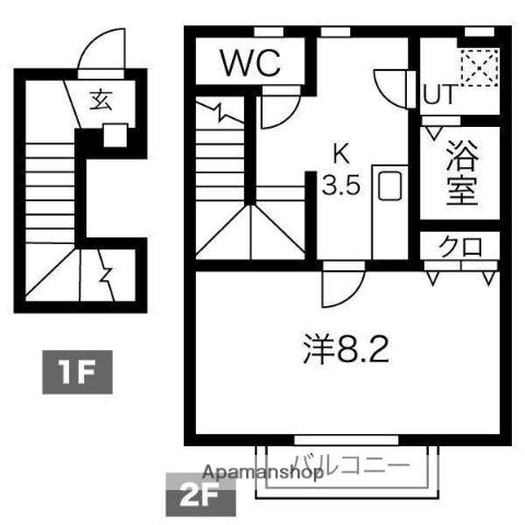 エルタスコート中江(1K/2階)の間取り写真