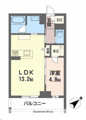 CLASSEUM連坊Ⅲ(1LDK/2階)の間取り写真
