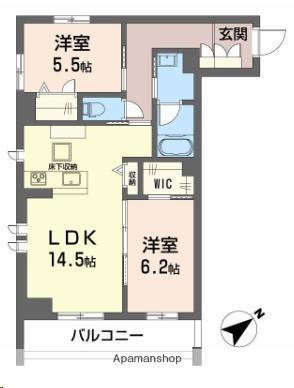 CLASSEUM連坊Ⅲ(2LDK/1階)の間取り写真