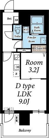 サンライズ本町(1LDK/9階)の間取り写真