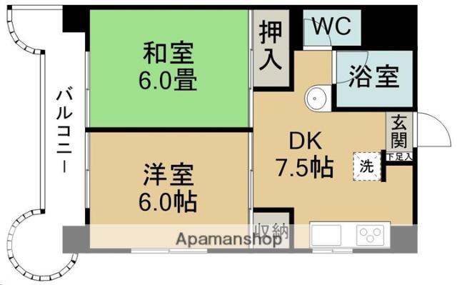 チサンマンション第二仙台(2DK/4階)の間取り写真