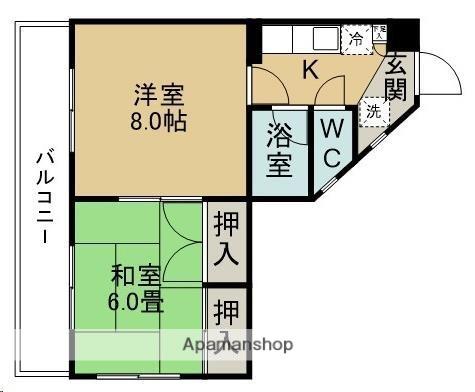 レジデンスササキ(2K/3階)の間取り写真