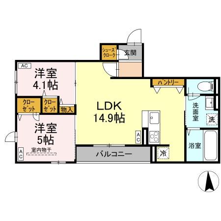 D-ROOM荒井一丁目(2LDK/3階)の間取り写真