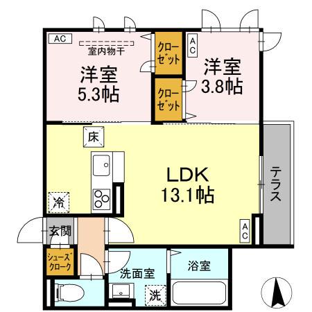 D-ROOM荒井一丁目(2LDK/1階)の間取り写真