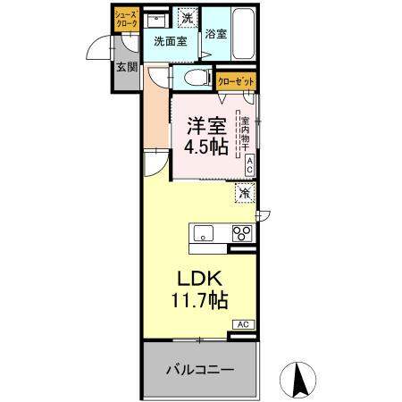 フィオレンテ 長町南(1LDK/2階)の間取り写真