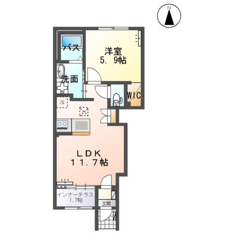 イリアス(1LDK/1階)の間取り写真