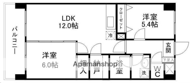 リュウセイマンション(2LDK/5階)の間取り写真