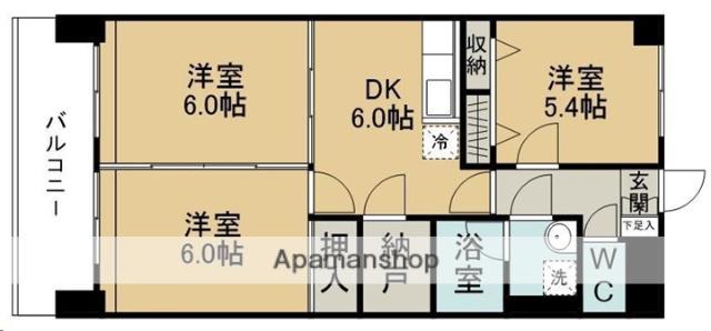 リュウセイマンション(3DK/3階)の間取り写真