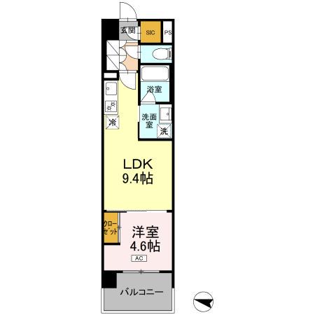 ロイヤルパークス仙台青葉通(1LDK/3階)の間取り写真
