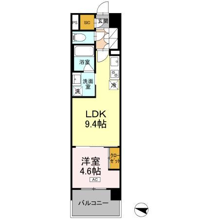 ロイヤルパークス仙台青葉通(1LDK/4階)の間取り写真