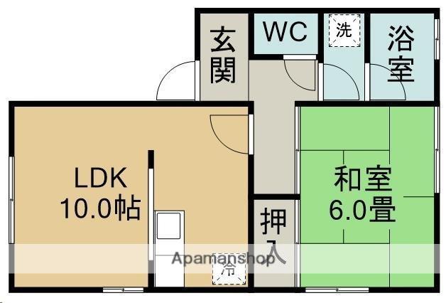コーポフラワーⅡ(1LDK/1階)の間取り写真
