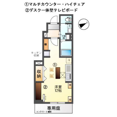 RUSHERO梅花(ワンルーム/1階)の間取り写真