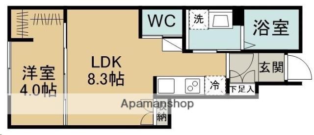 シャルム旭ケ丘イースト(1LDK/1階)の間取り写真