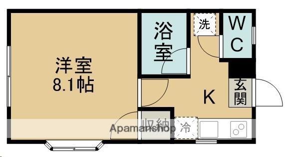 ウィンディ上野山C棟(1K/1階)の間取り写真