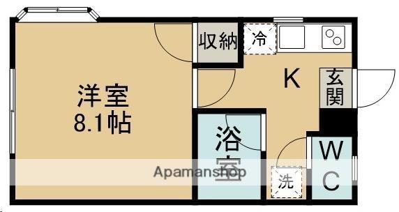 ウィンディ上野山C棟(1K/1階)の間取り写真