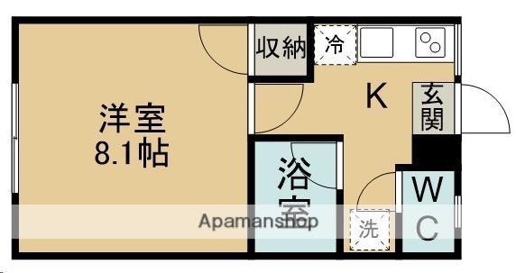 ウィンディ上野山C棟(1K/1階)の間取り写真