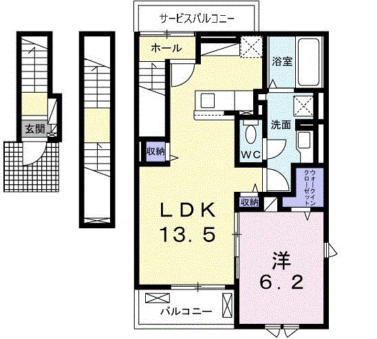 レジデンス上條(1LDK/3階)の間取り写真