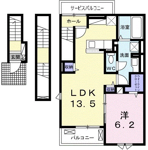 レジデンス上條(1LDK/3階)の間取り写真