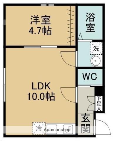 八木山本町2丁目アパート(1LDK/1階)の間取り写真