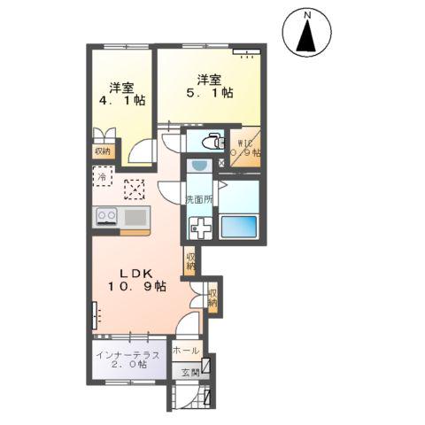 福室3丁目アパート(2LDK/1階)の間取り写真