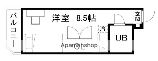 グリーンハイツ国見F棟(ワンルーム/2階)の間取り写真