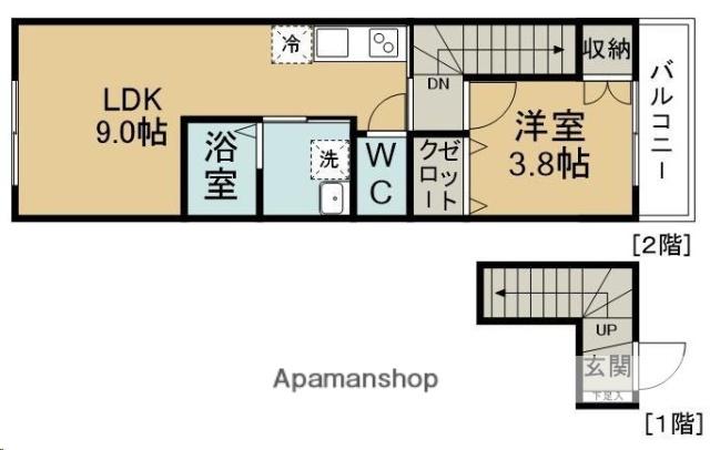 GRAND MAISON台原(1LDK/2階)の間取り写真