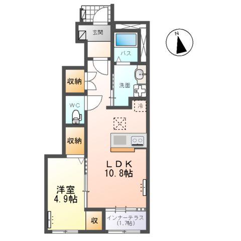 コンフォースN(1LDK/1階)の間取り写真