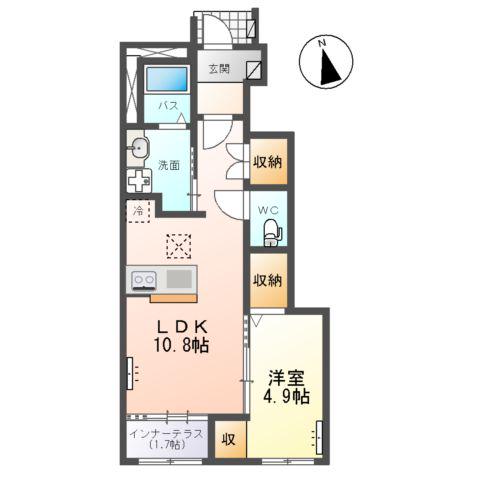 コンフォースN(1LDK/1階)の間取り写真