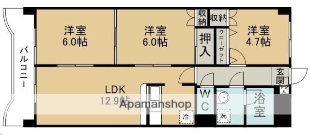 ジェムラポール(3LDK/4階)の間取り写真