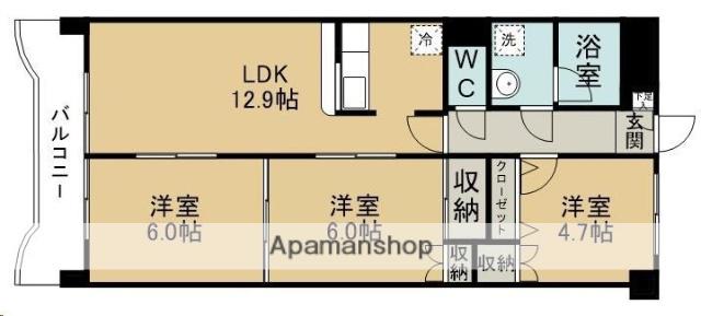 ジェムラポール(3LDK/6階)の間取り写真