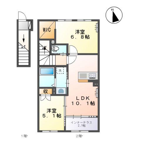 コンフォースS(2LDK/2階)の間取り写真