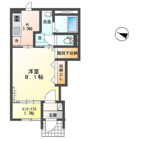 エスポワール六丁の目(1K/1階)の間取り写真