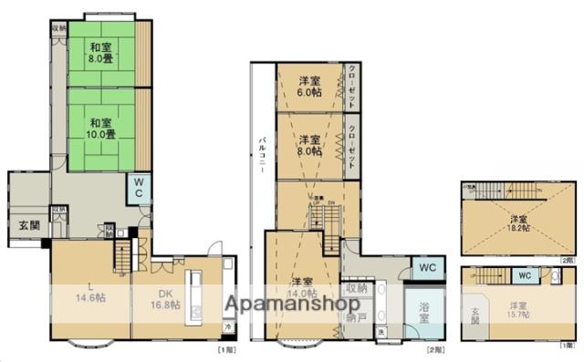 仙台市地下鉄南北線 長町一丁目駅 徒歩6分 2階建 築27年(5LDK)の間取り写真