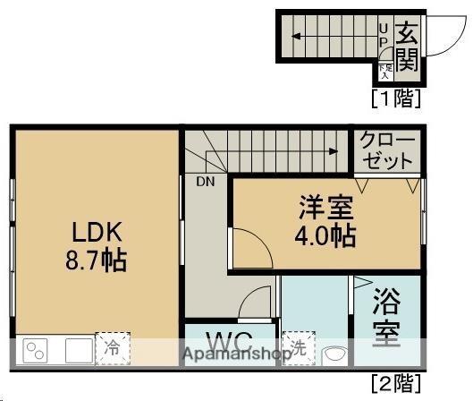 Mステージ東仙台サウス(1LDK/2階)の間取り写真