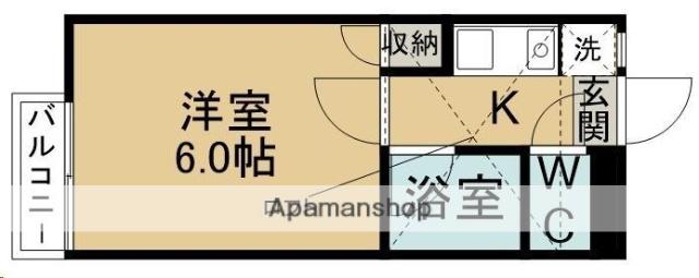 サンライズハッコウ小松島(1K/2階)の間取り写真