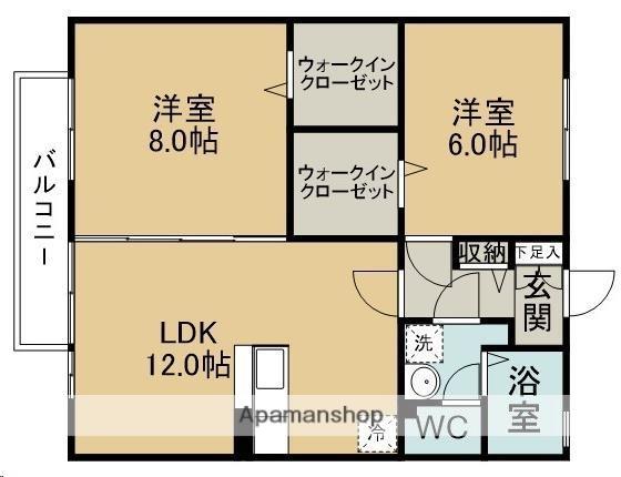 グレースライフ中野栄A棟(2LDK/2階)の間取り写真